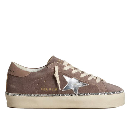 Golden Goose Women's Hi Star in Suede with Silver Leather Star and Leather Heel Tab