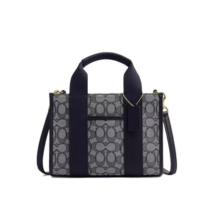 Coach Women's Smith Tote Bag 24 In Signature Jacquard Gold/Navy/Midnight Navy