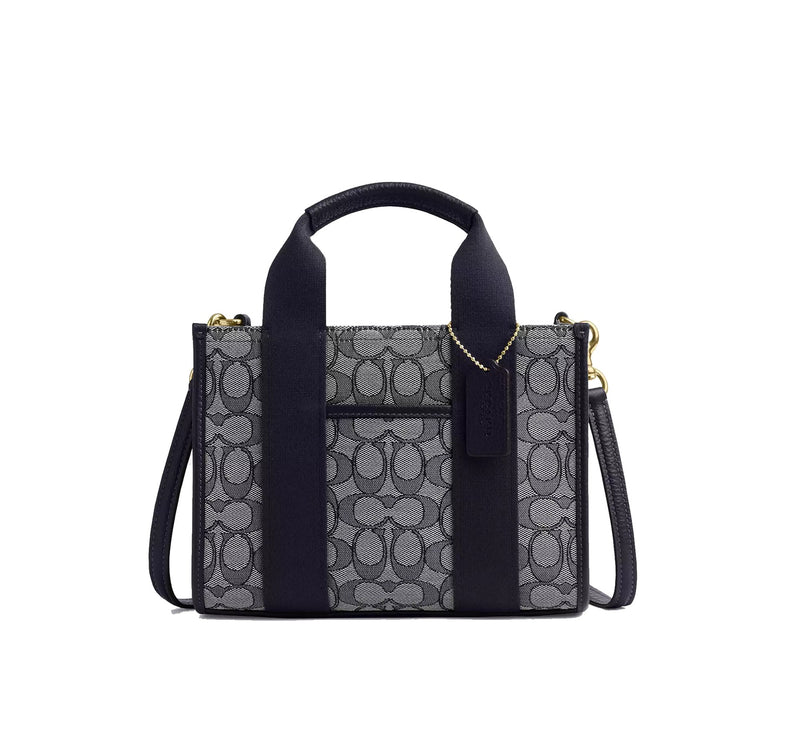 Coach Women's Smith Tote Bag 24 In Signature Jacquard Gold/Navy/Midnight Navy