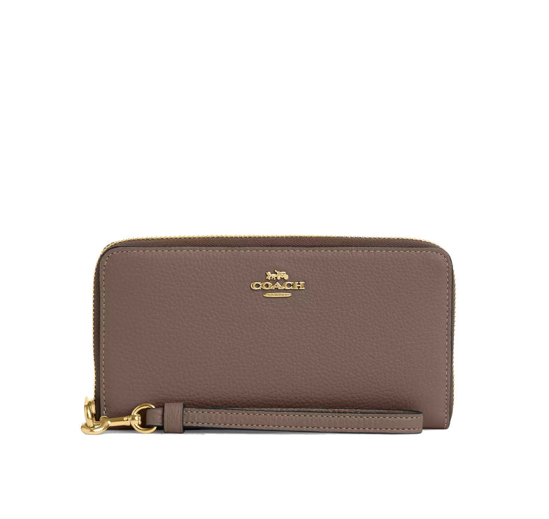 Coach Women's Long Zip Around Wallet Gold/Dark Stone