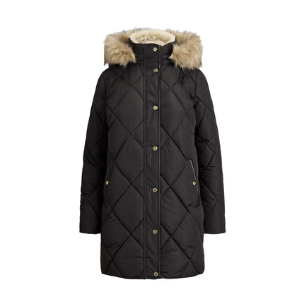 Polo Ralph Lauren Women's Faux-Fur-Trim Hooded Quilted Coat Black