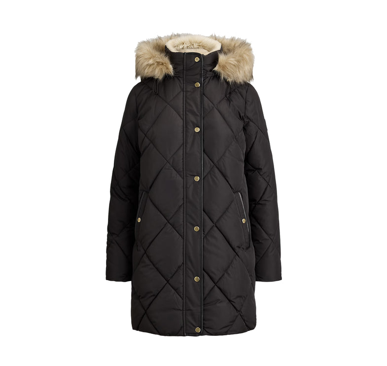 Polo Ralph Lauren Women's Faux-Fur-Trim Hooded Quilted Coat Black