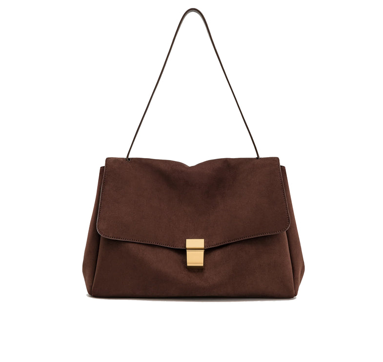 JW PEI Women's Hilary Faux Suede Shoulder Bag Dark Brown