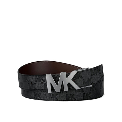 Michael Kors Men's Reversible Logo Embossed Leather Buckle Belt Black/Brown