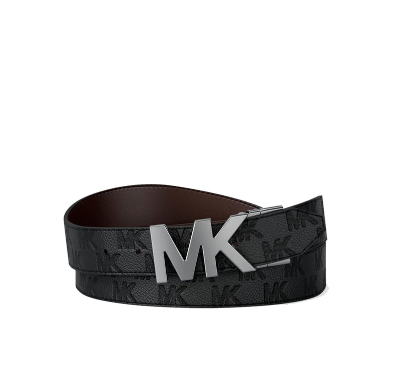 Michael Kors Men's Reversible Logo Embossed Leather Buckle Belt Black/Brown
