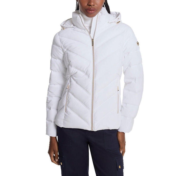 Michael Kors Women's Packable Quilted Puffer Jacket White
