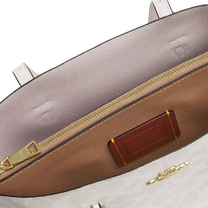 Coach Women's Mollie Tote Bag 25 In Signature Canvas Gold/White/Chalk