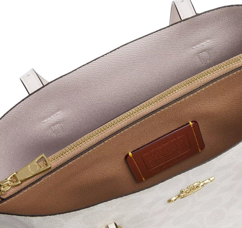 Coach Women's Mollie Tote Bag 25 In Signature Canvas Gold/White/Chalk