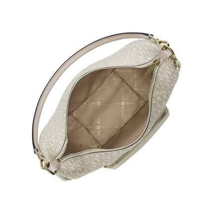 Michael Kors Women's Merritt Medium Signature Logo Convertible Shoulder Bag Light Cream Multi/Gold