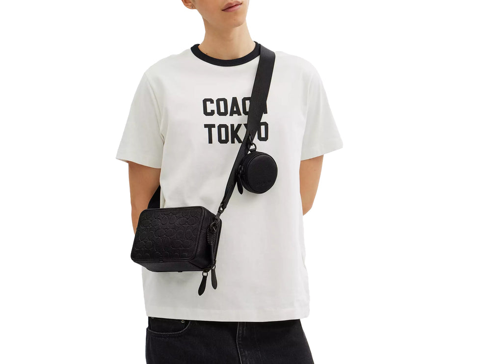 Coach Unisex Charter Crossbody Bag With Hybrid Pouch In Signature Leather Black