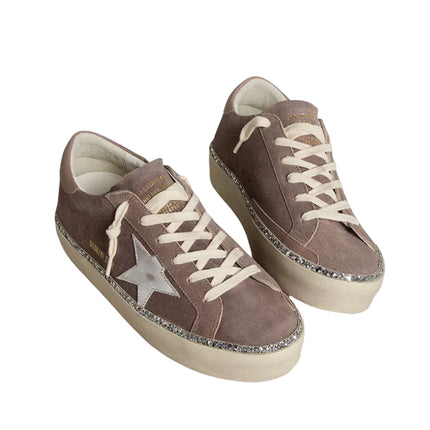 Golden Goose Women's Hi Star in Suede with Silver Leather Star and Leather Heel Tab