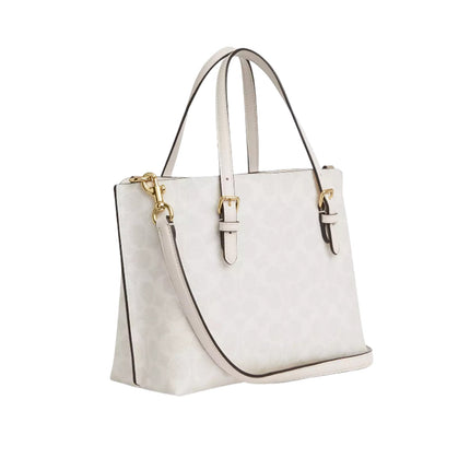 Coach Women's Mollie Tote Bag 25 In Signature Canvas Gold/White/Chalk