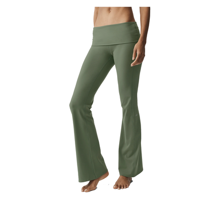 alo Women's ALO Softsculpt Foldover Flare Legging (Regular) Bamboo Green