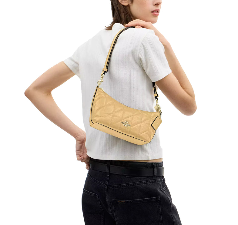 Coach Women's Caitlin Shoulder Bag With Quilting Gold/Soft Yellow