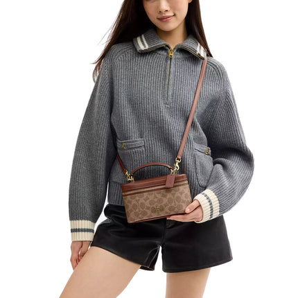 Coach Women's Rainer Crossbody Bag 18 In Signature Canvas Gold/Tan/Brown