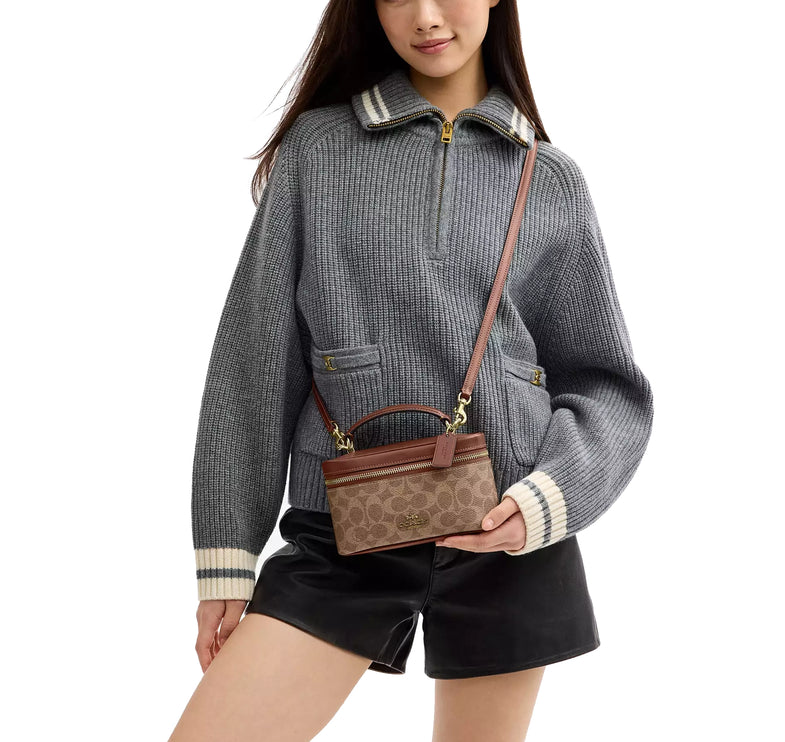 Coach Women's Rainer Crossbody Bag 18 In Signature Canvas Gold/Tan/Brown