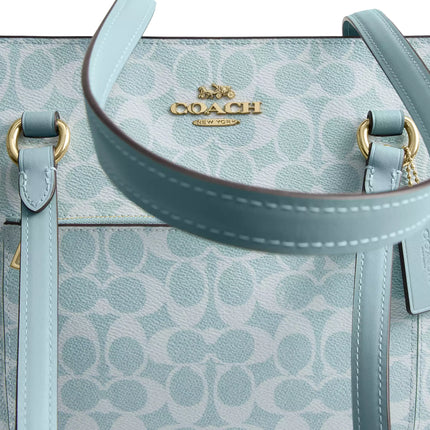 Coach Women's Station Tote Bag In Signature Canvas Gold/Light Blue