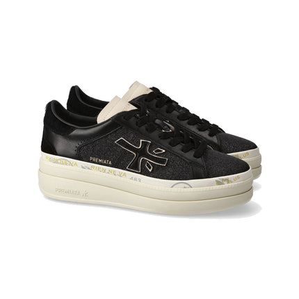 Premiata Women's Claudia Sneakers 7755 Glitter Black