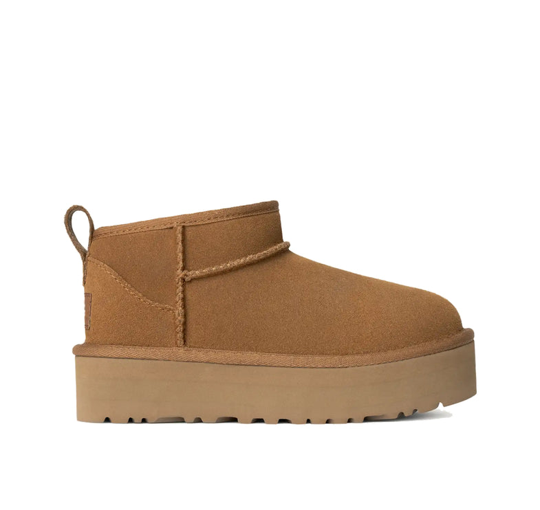 UGG Classic Ultra Mini Platform çocuk botu, kahverengi (chestnut) süet