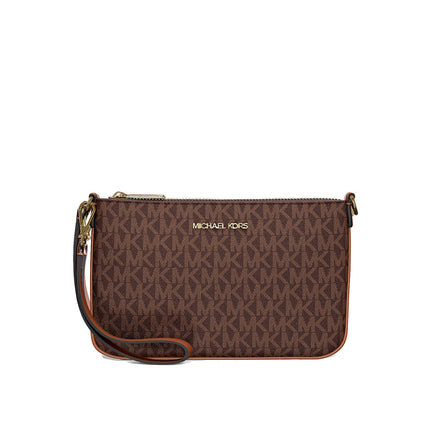 Michael Kors Women's Jet Set Small Signature Logo Convertible Wristlet Brown