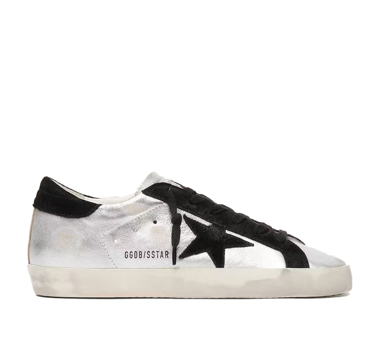 Golden Goose Women's Super-Star in Silver Leather with Contrasting Inserts