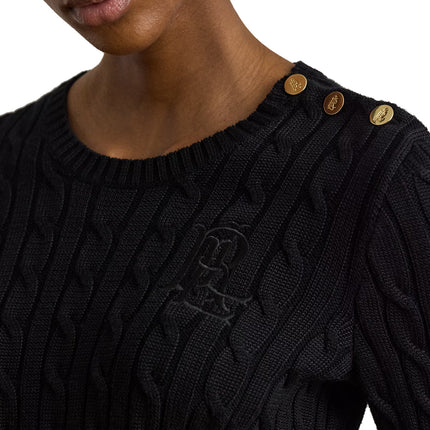 Polo Ralph Lauren Women's Button-Trim Cable-Knit Sweater Black