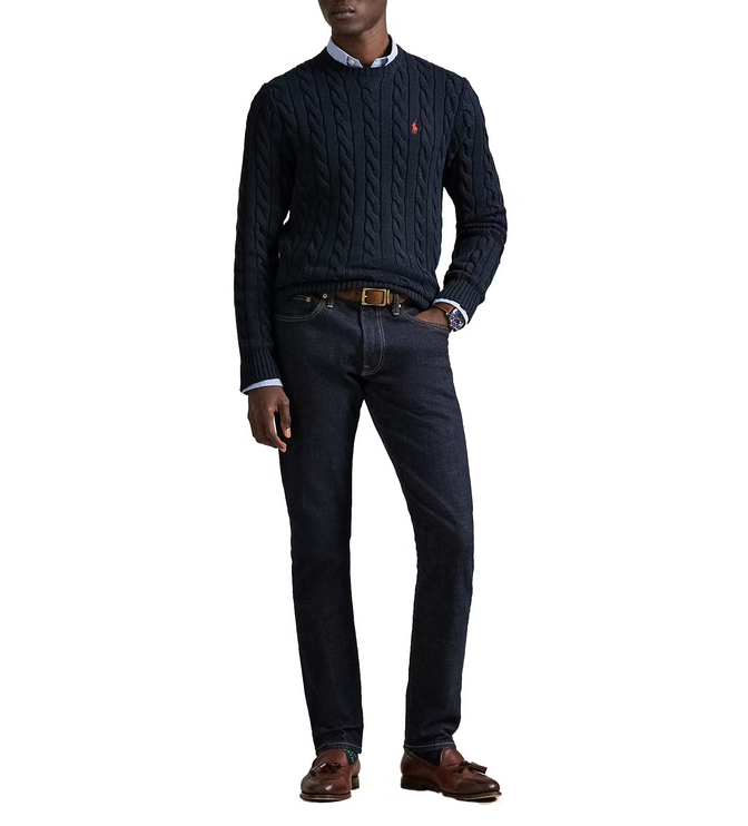 Polo Ralph Lauren Men's Cable-Knit Cotton Sweater Hunter Navy