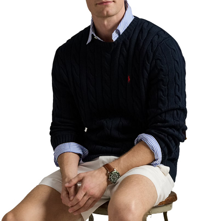 Polo Ralph Lauren Men's Cable-Knit Cotton Sweater Hunter Navy