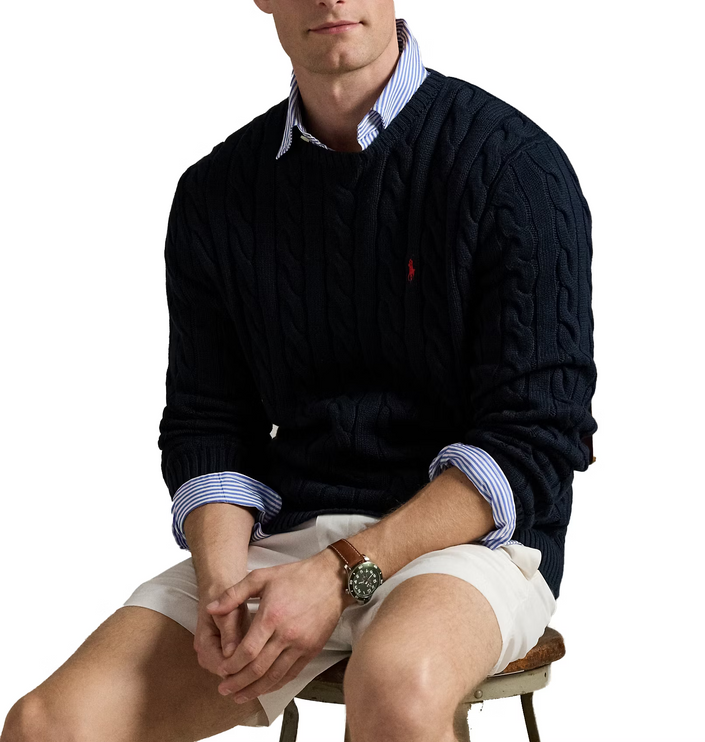 Polo Ralph Lauren Men's Cable-Knit Cotton Sweater Hunter Navy