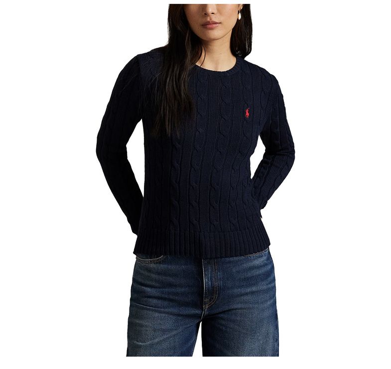 Polo Ralph Lauren Women's Cable-Knit Cotton Crewneck Sweater Hunter Navy