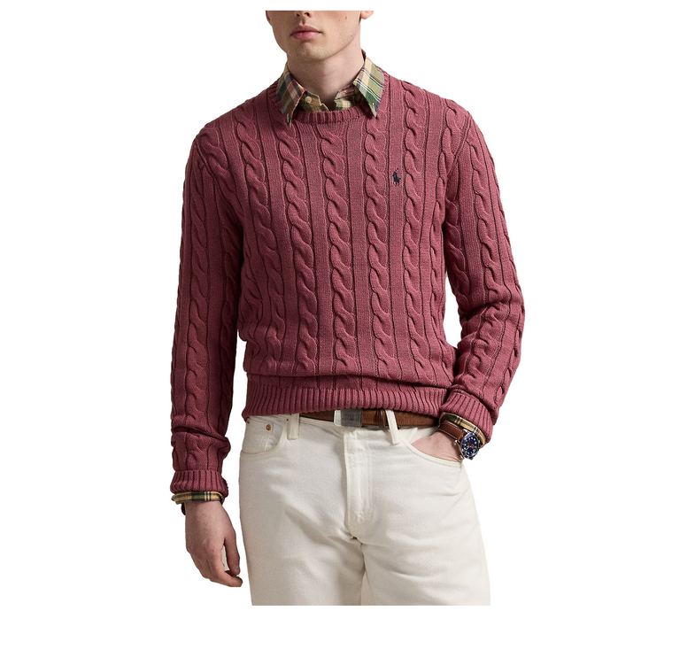 Polo Ralph Lauren Men's Cable-Knit Cotton Sweater Prune Juice