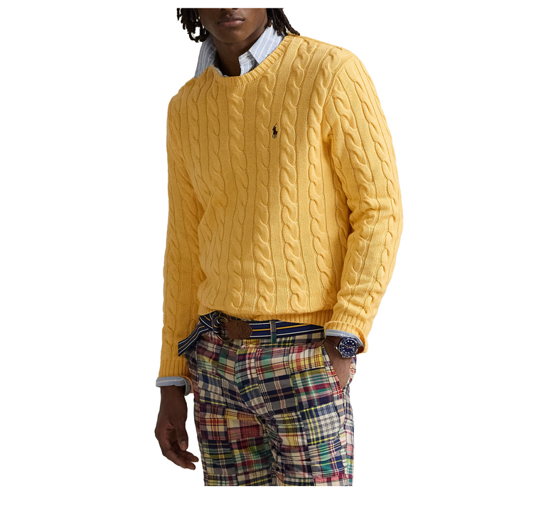 Polo Ralph Lauren Men's Cable-Knit Cotton Sweater Fall Yellow