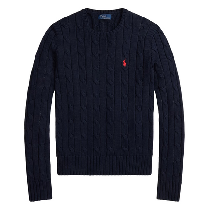 Polo Ralph Lauren Women's Cable-Knit Cotton Crewneck Sweater Hunter Navy