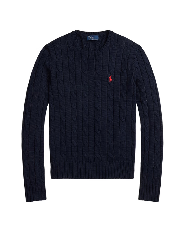 Polo Ralph Lauren Women's Cable-Knit Cotton Crewneck Sweater Hunter Navy