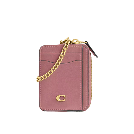 Coach Women's Essential Chain Card Case Brass/Peony