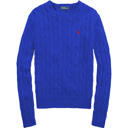 Polo Ralph Lauren Women's Cable-Knit Cotton Crewneck Sweater Rugby Royal