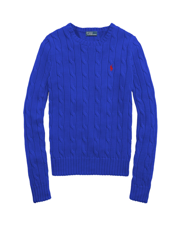 Polo Ralph Lauren Women's Cable-Knit Cotton Crewneck Sweater Rugby Royal