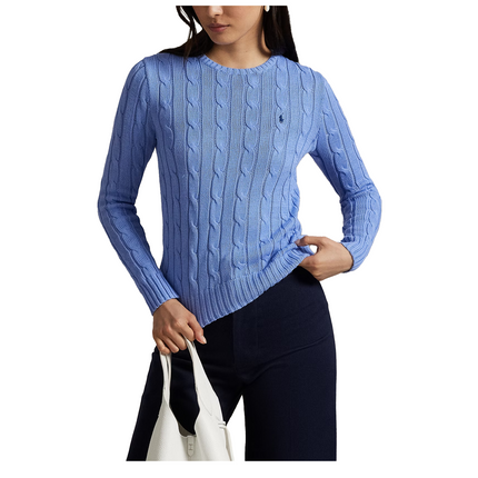 Polo Ralph Lauren Women's Cable Knit Cotton Crewneck Sweater New Litchfield Blue