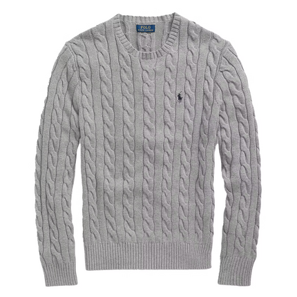 Polo Ralph Lauren Men's Cable-Knit Cotton Sweater Fawn Grey Heather