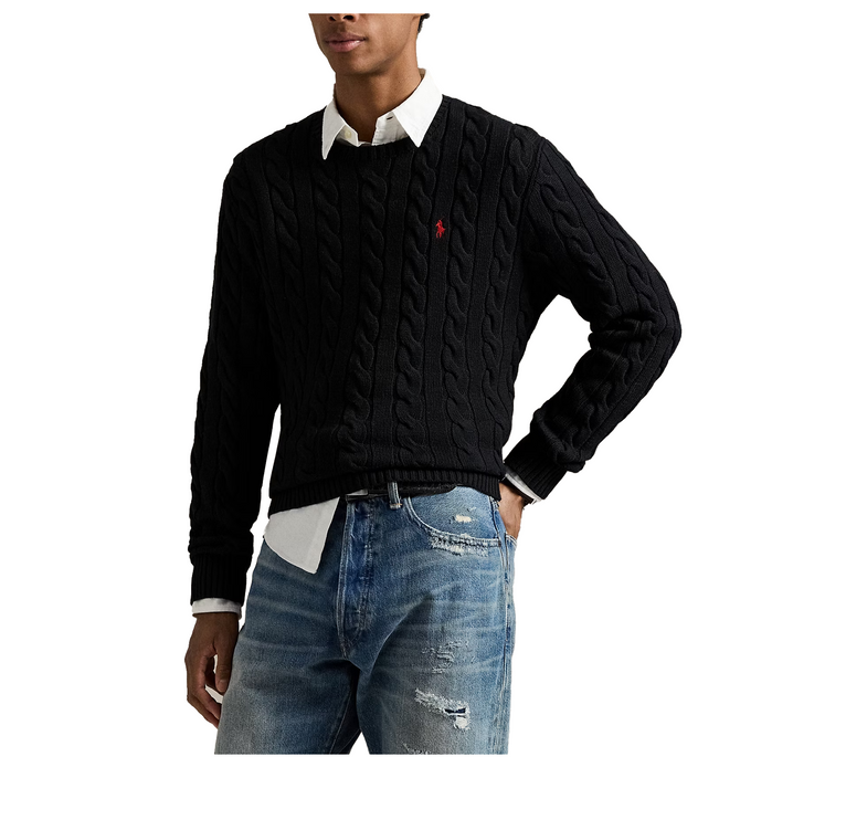 Polo Ralph Lauren Men's Cable-Knit Cotton Sweater Black