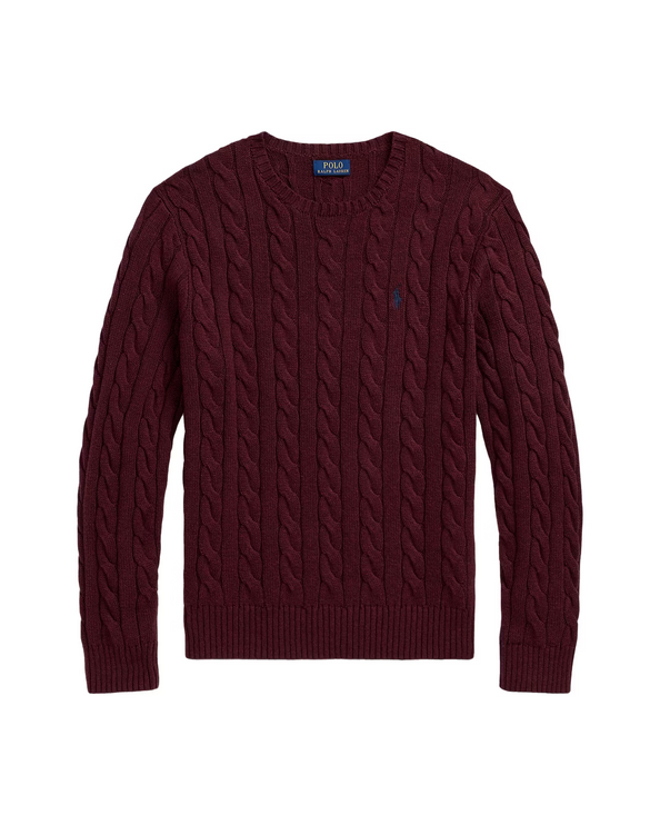 Polo Ralph Lauren Men's Cable-Knit Cotton Sweater Mulberry Jam Heather