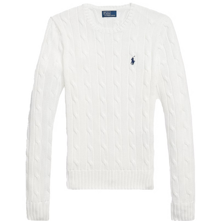 Polo Ralph Lauren Women's Cable-Knit Cotton Crewneck Sweater White