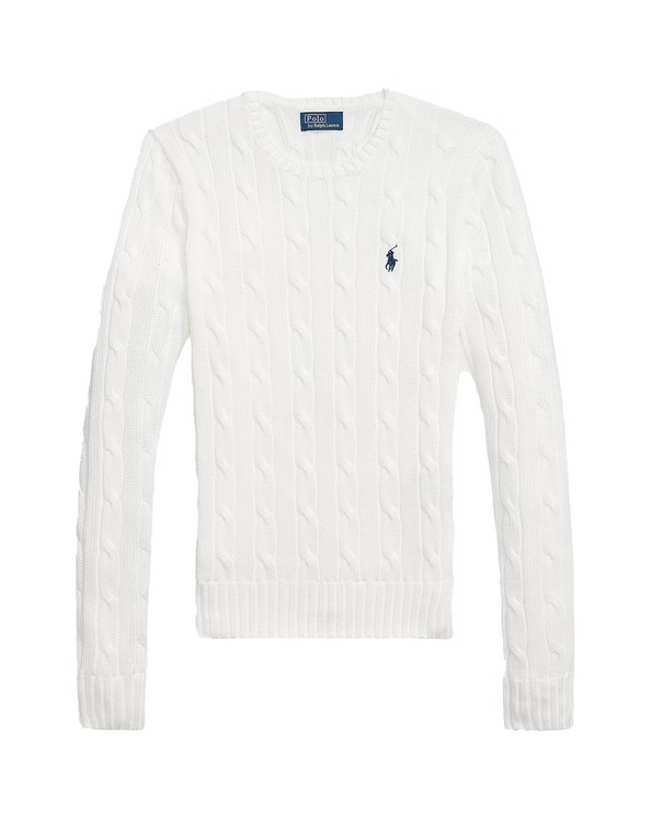 Polo Ralph Lauren Women's Cable-Knit Cotton Crewneck Sweater White