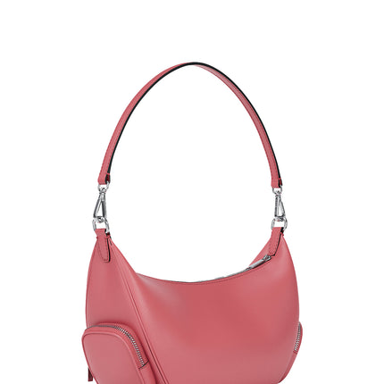 Michael Kors Women's Merritt Medium Pebbled Leather Convertible Shoulder Bag Hibiscus/Silver