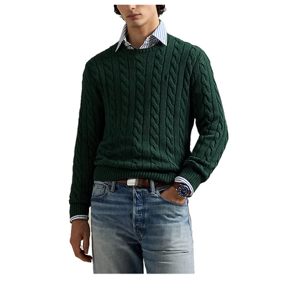 Polo Ralph Lauren Men's Cable-Knit Cotton Sweater Scotch Pine Heather