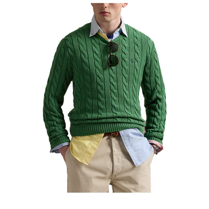 Polo Ralph Lauren Men's Cable-Knit Cotton Sweater Kale Green