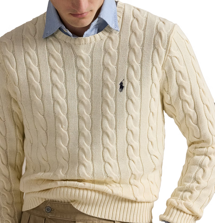 Polo Ralph Lauren Men's Cable-Knit Cotton Sweater Andover Cream