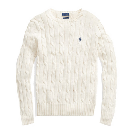 Polo Ralph Lauren Women's Cable-Knit Cotton Crewneck Sweater Cream