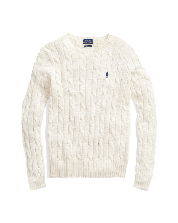 Polo Ralph Lauren Women's Cable-Knit Cotton Crewneck Sweater Cream
