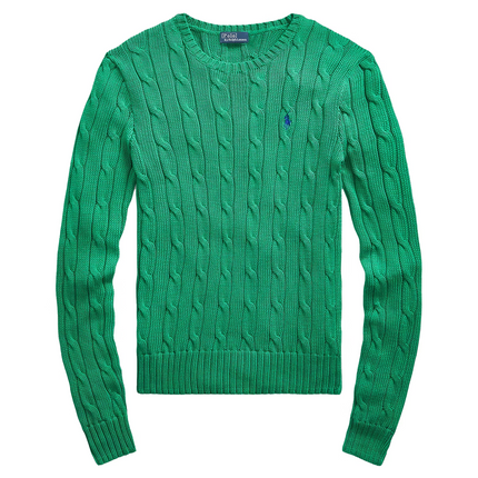 Polo Ralph Lauren Women's Cable-Knit Cotton Crewneck Sweater Preppy Green